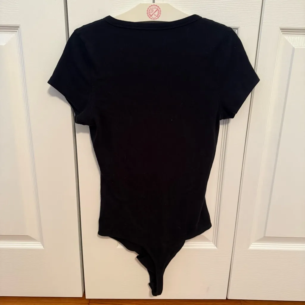Abercrombie & Fitch Black Short Sleeve Henley Bodysuit - Image 3