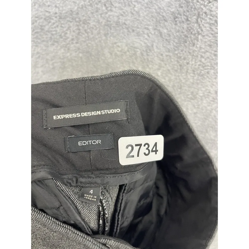 Express Women's Trousers Pants Gray Striped Size 4 Editor Fit Straight Leg - Image 4