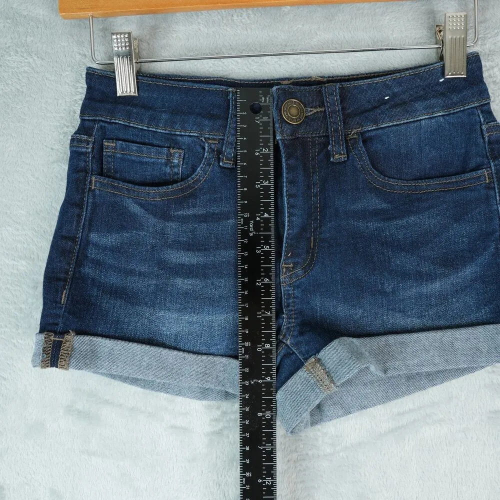 So Shorts Womens 1 Blue Favorite Low Rise Shortie Stretch Booty Hot Pants Cuffed - Image 5