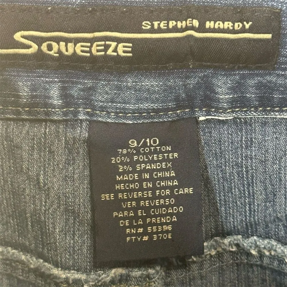 Squeeze by Stephen Hardy Blue Denim Skirt Size 9/10 Y2K Utility Pockets Stretch - Image 5