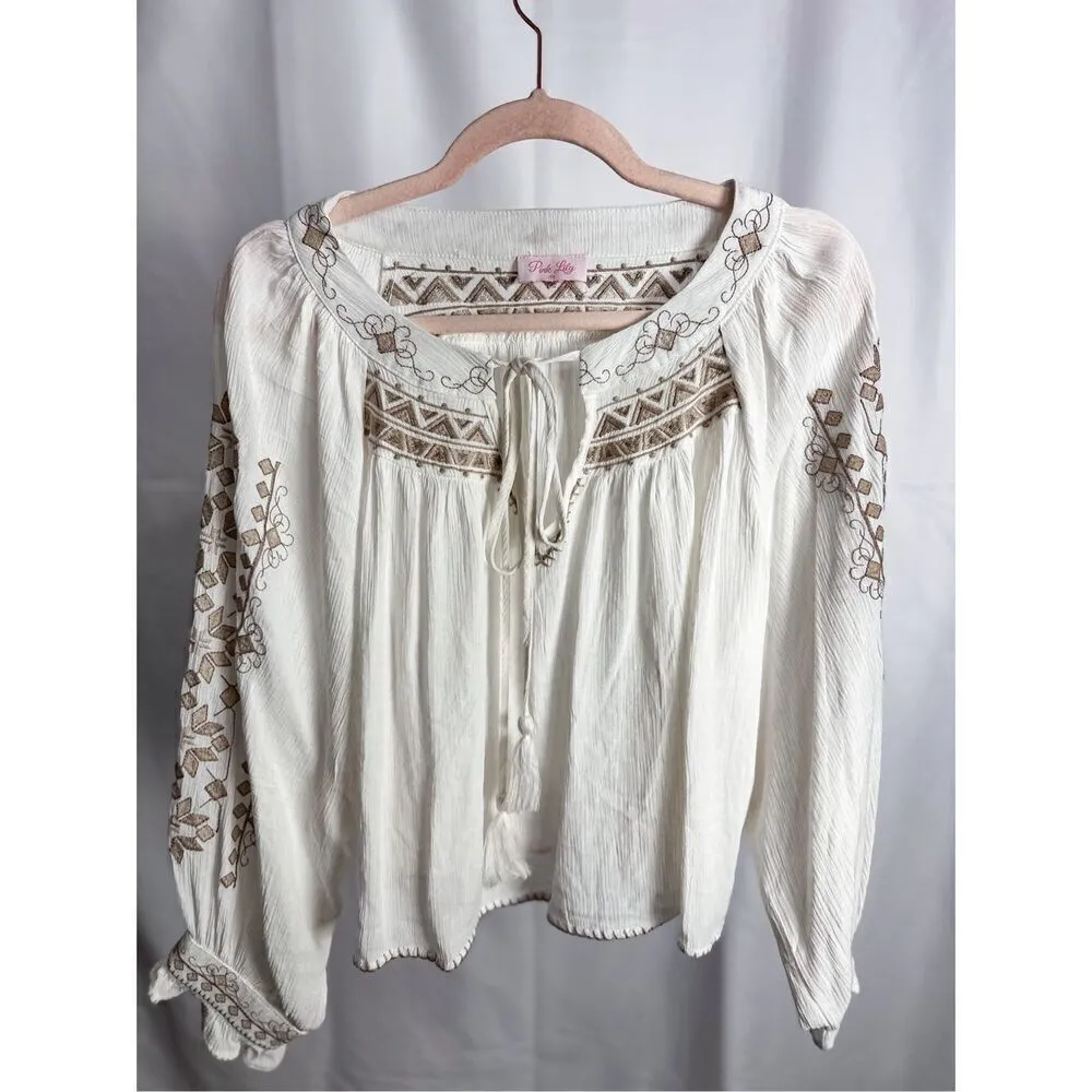 Pink Lily boho peasant top - Image 2
