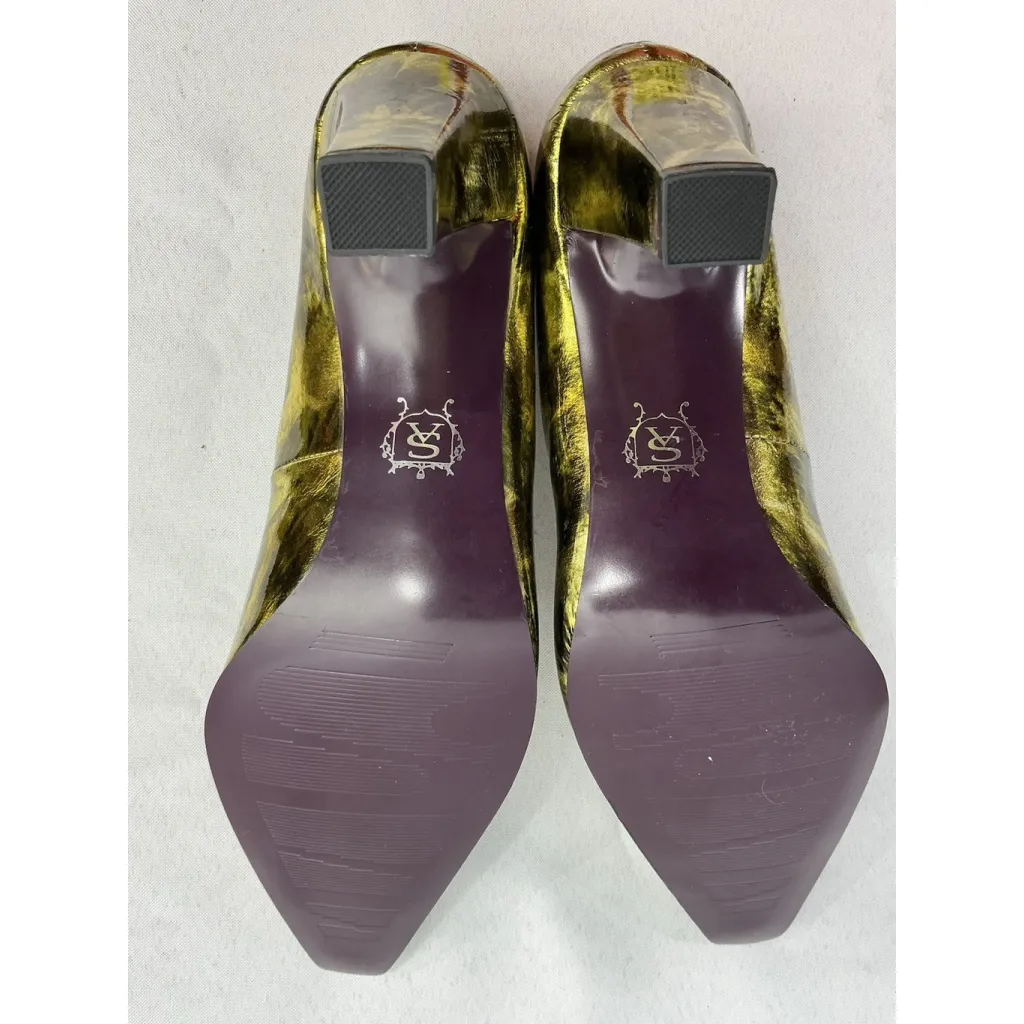 Womans Stacy Adams Rita Slip On Pumps 8.5 M Gold Tone Stacked Heel NWOT - Image 8