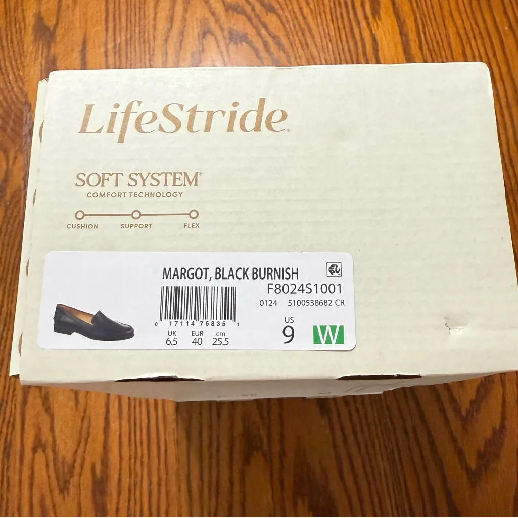 Life Stride Soft System Margot Loafers Black Burnish Size 9W New - Image 7