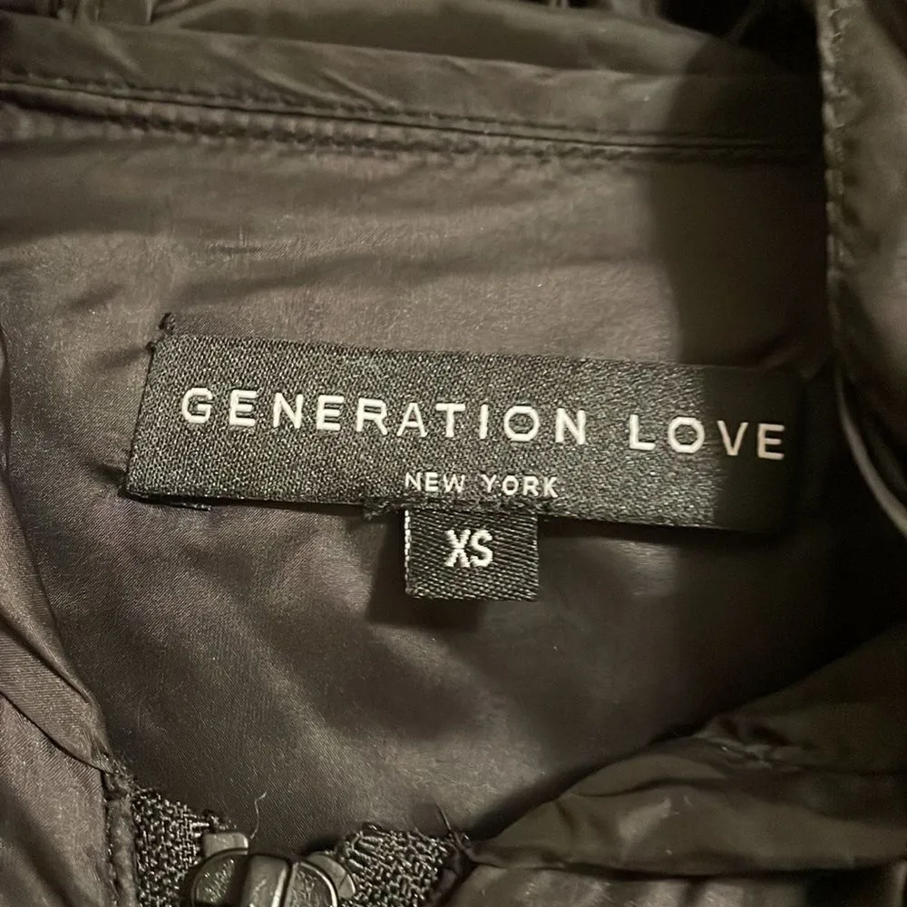 GENERATION LOVE Women’s Black Hooded Mesh Zipper Jacket Size XS - Image 4