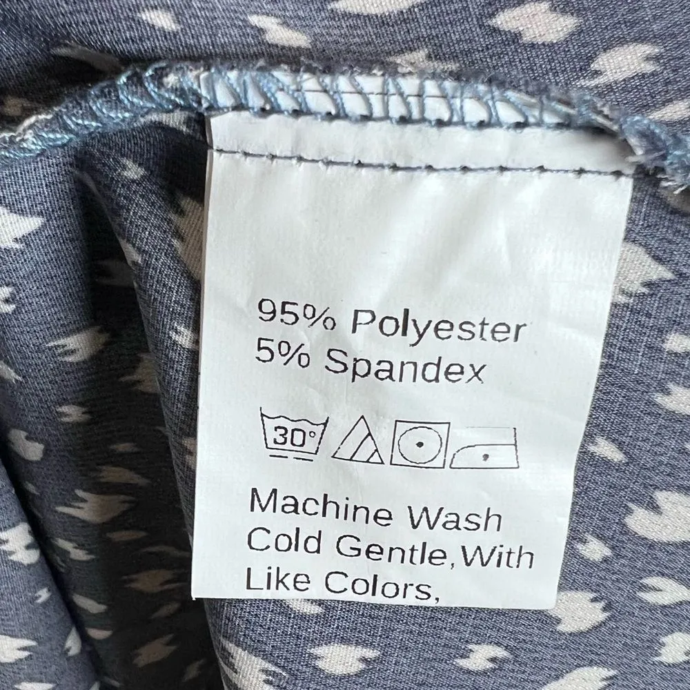 Long lantern sleeve blue and ivory frill trim high neck blouse top size XS - Image 5