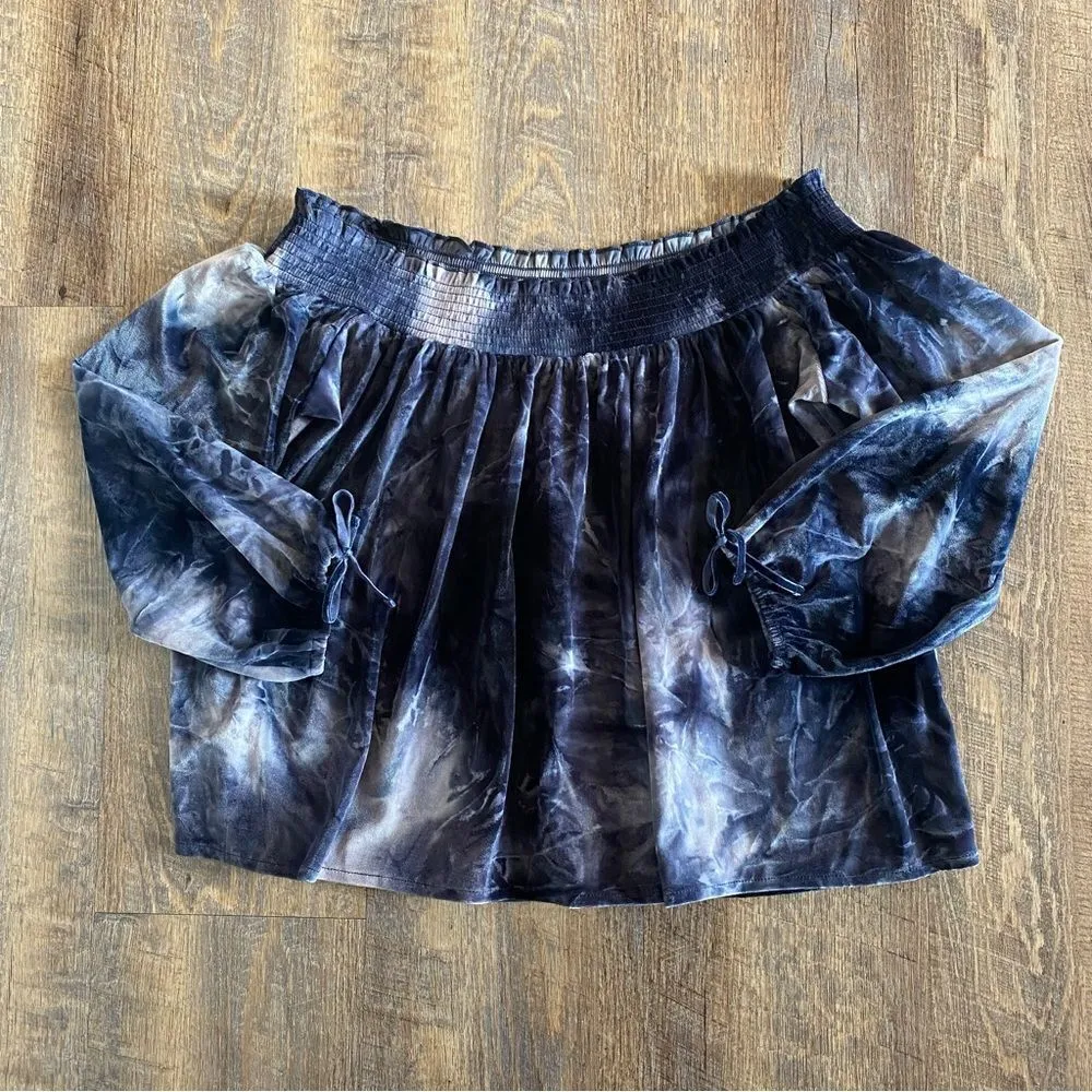 American Eagle Velvet Off Shoulder Top Tie Dye Small NEW - Image 5