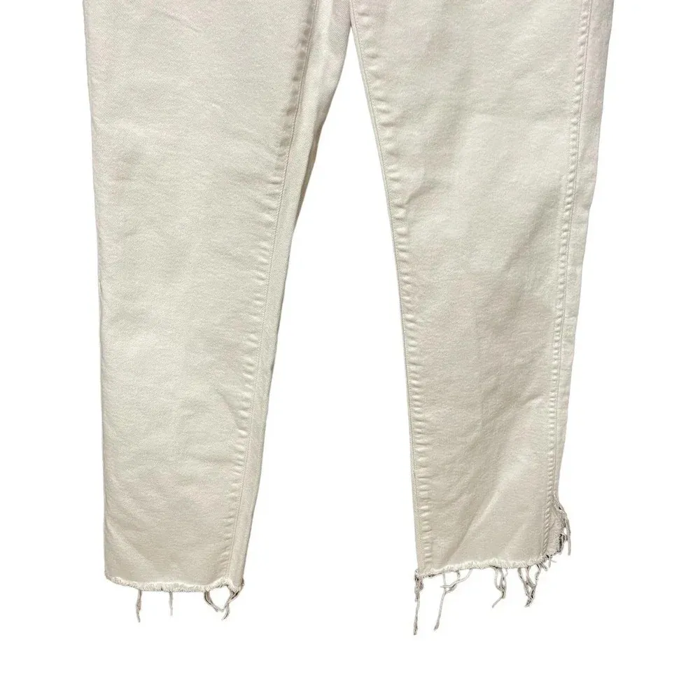 3x1 W4 Shelter Slim Jeans Raw Edge Split Hem Button Fly White Denim Size 29 - Image 6