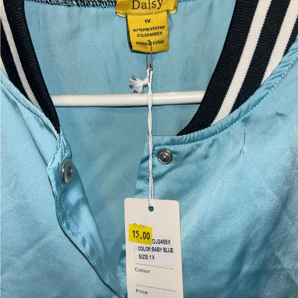 Daisy Varsity Jacket (Blue and White/Women's) Blue Size 1X - Image 3