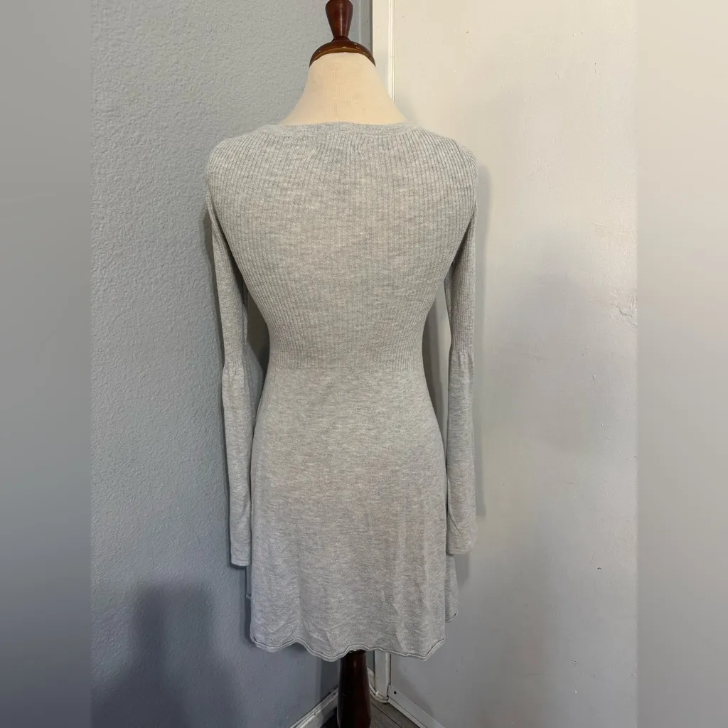 American Eagle Outfitters Women Light Gray Long Sleeve Fit & Flare Dress Size S - Image 9