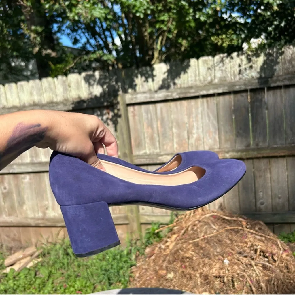 27 Edit Naturalizer Womens Rebecca Pumps Heels Blue Suede Close Toe Size 12 fall - Image 5