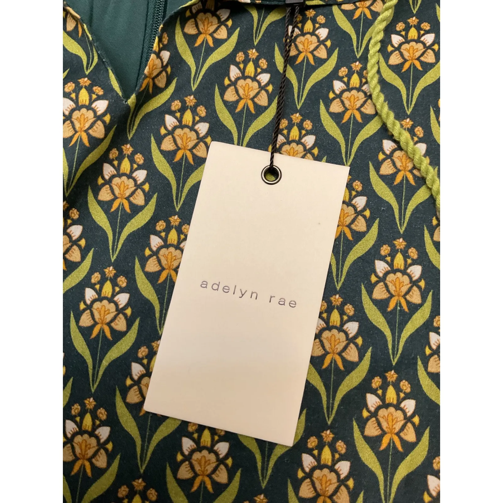 Adeline Rae Whimsical Boho Floral Print Long Sleeve Tassel Tie Neck Dress Large - Image 11