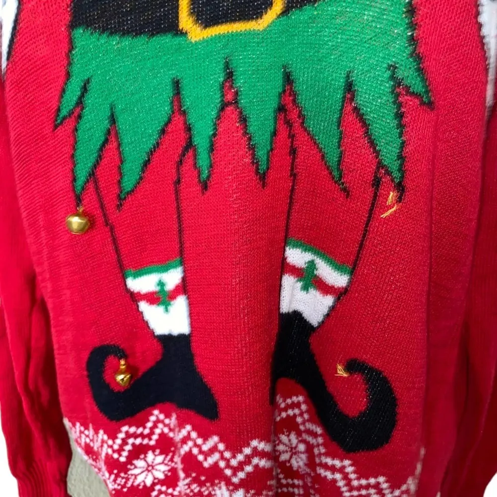 Well Worn Holiday Sweater Merry Elfin' Christmas Pullover Sweater with Bells XL - Image 36