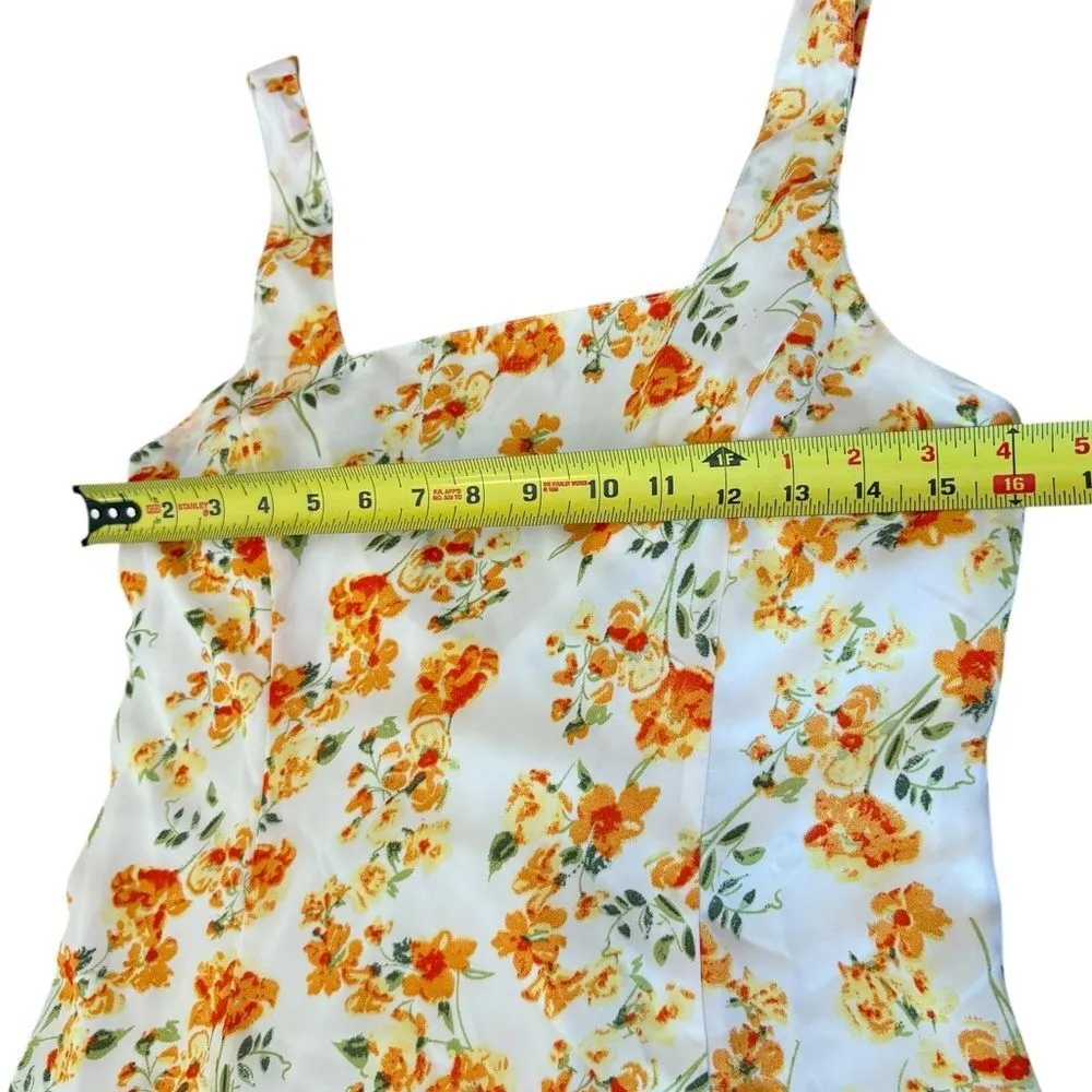 Lulus Day Date Tie Back White Orange Floral Mini Dress Womens Size Large New - Image 14