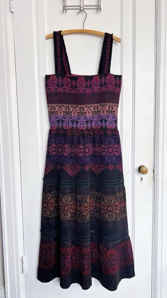 Cecilia Prado • Anthropologie Peregrine Abstract Midi Dress tiered black purple - Image 2