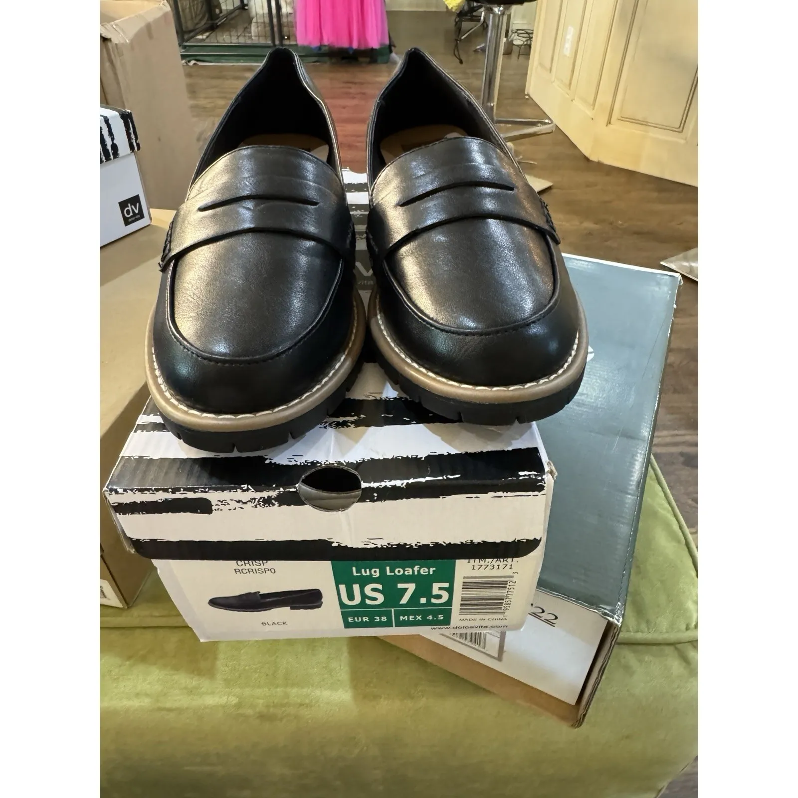 DV‎ Dolce Vita Women's Crisp Lug Sole Black Loafers Size 7.5 Penny Academia - Image 5