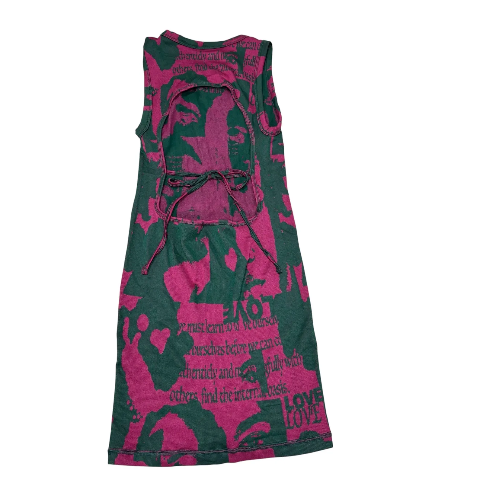 Urban Outfitters NWT Out‎ From Under Graphic Pink Teal Cut Out Mini Dress Medium - Image 4