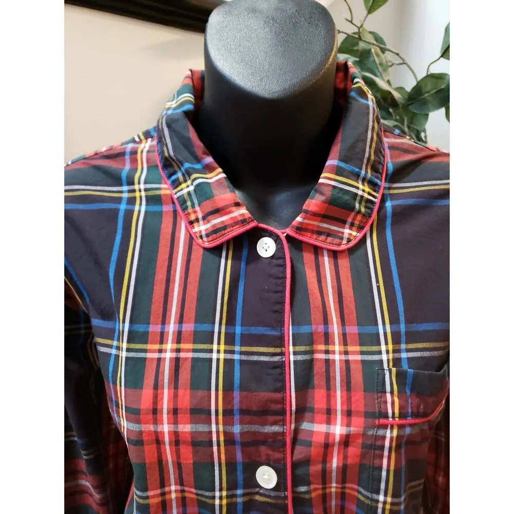 J. Crew 2 Piece Shirt & Pants Womens Size M Blue Red Ribbed Long Sleeve Pullover - Image 11