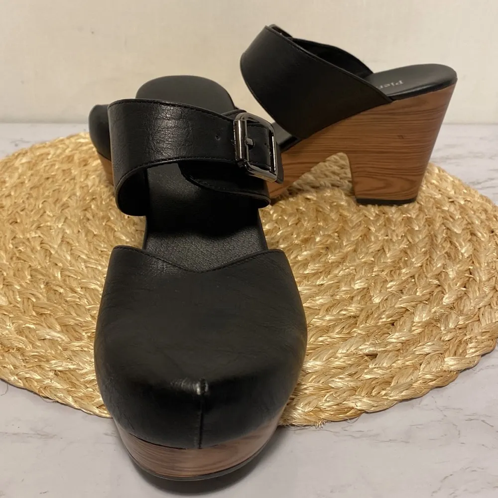 Pierre Dumas womens black clogs shoes size 8 - Image 8