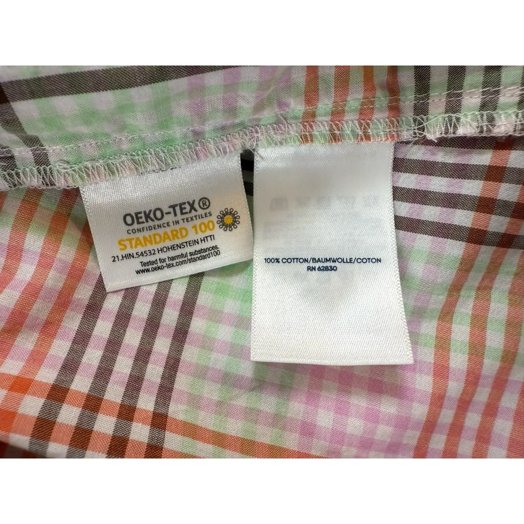 Lands End Shirt Popover Womens Sz M Multicolor Plaid LS Tunic Button Up - Image 4