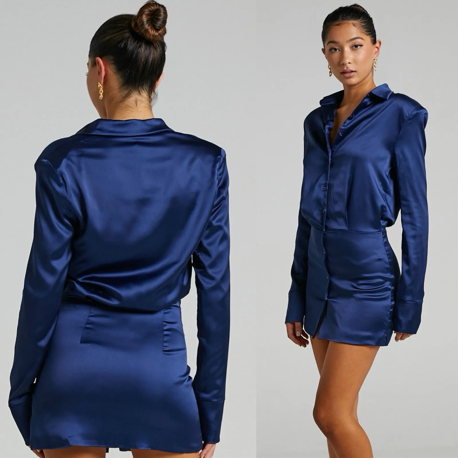 Lioness Mirror Image Mini dress Satin Blue Size XS Retro boho chic party event - Image 11