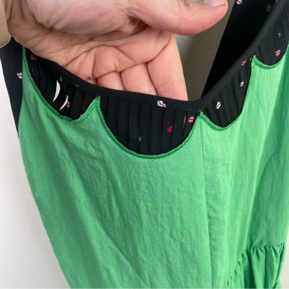 Kate Spade Green Tiered‎ Ruffle Skirt Retro Pinup Midi Belted Dress - Image 6