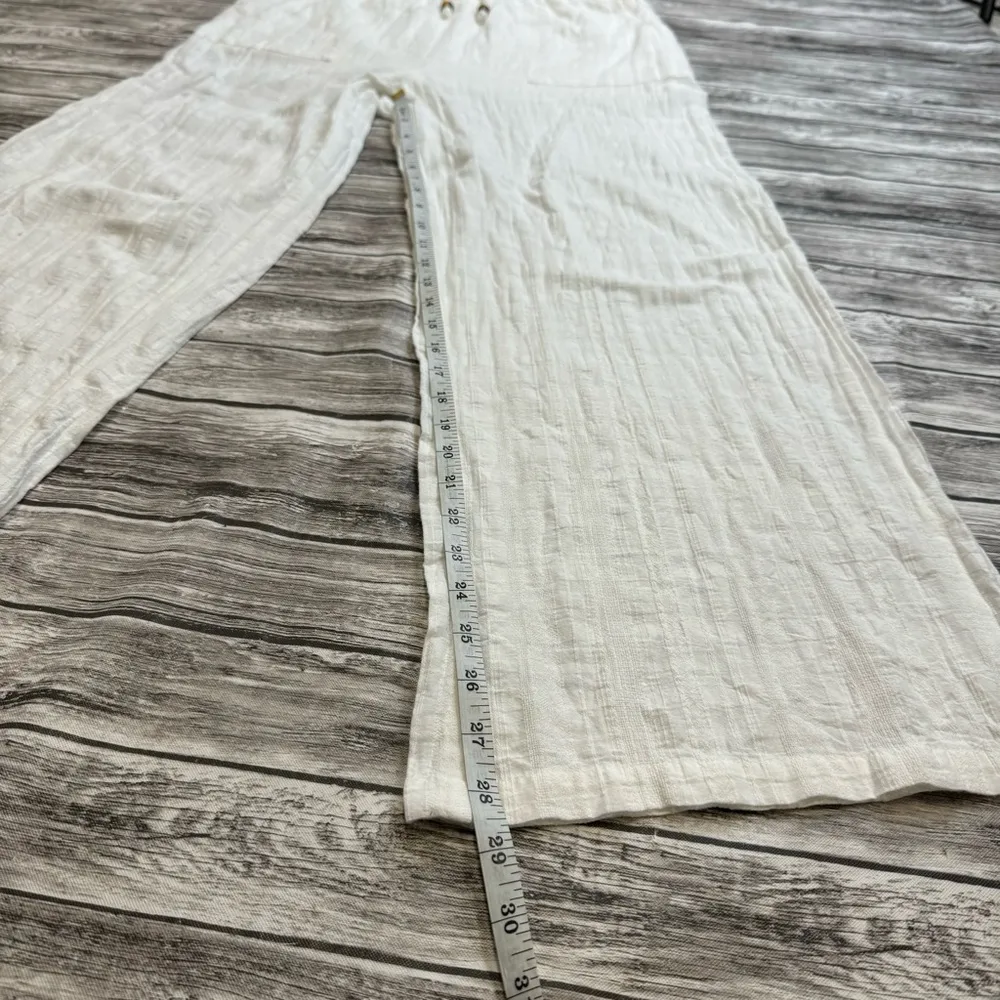Lush Women's Flowy Summer Palazzo Pants L LG Large White Textured Casual NWT NEW - Image 11