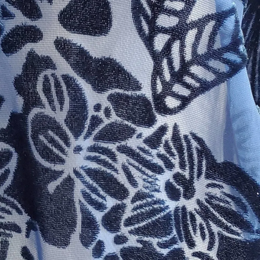Ecote Blue Sheer Short Sleeve Velvet Floral Top S - Image 6