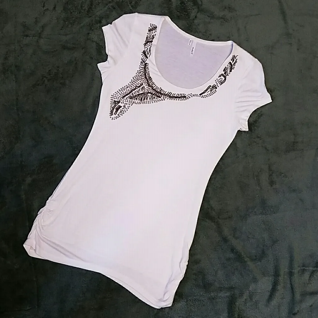 Cap sleeves Tunic Bronze Beaded Studio Y sz. M - Image 4