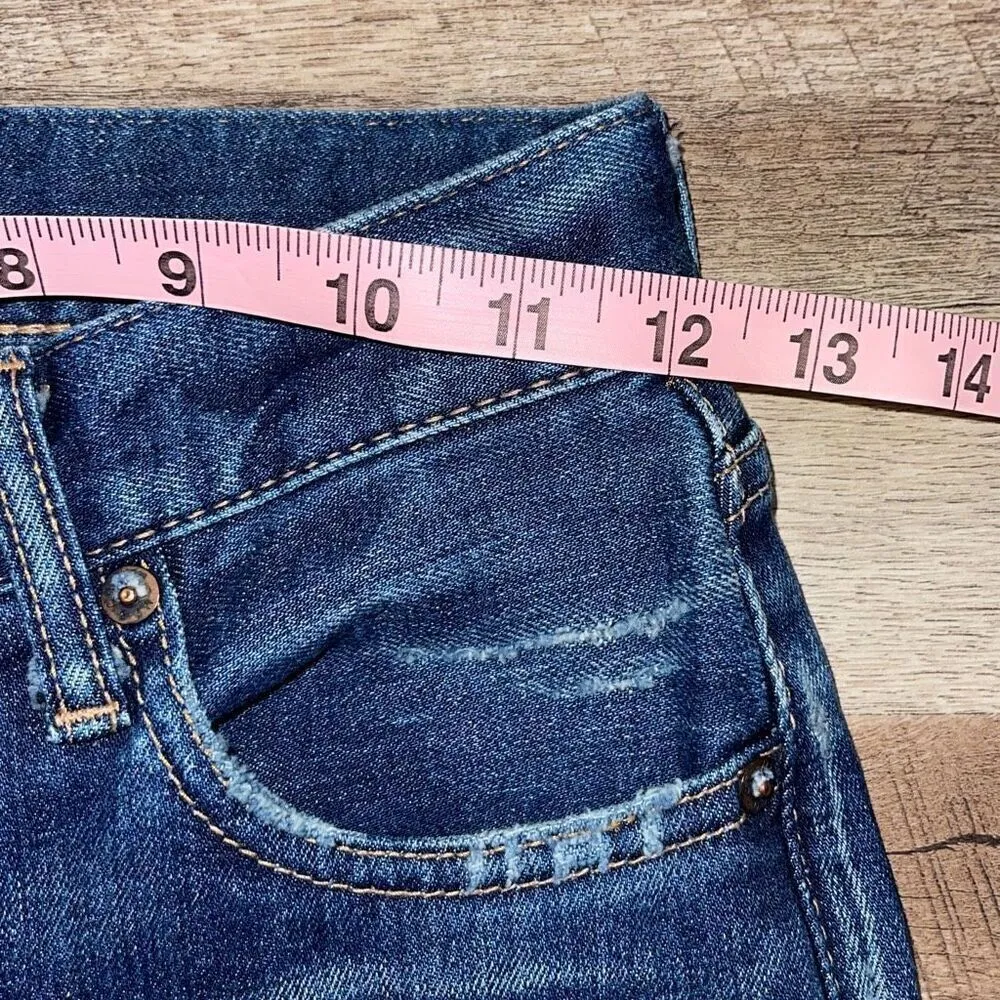 Moussy Vintage Womens Rhode Cropped Distress Hi Rise Flare Denim Jeans Blue Sz 2 - Image 11