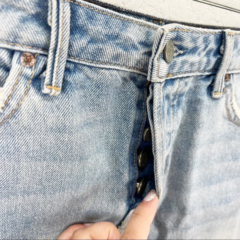 GRLFRND The Eva Denim Skirt in Car Wash Blue Cut Off Revolve Size 27 - Image 5