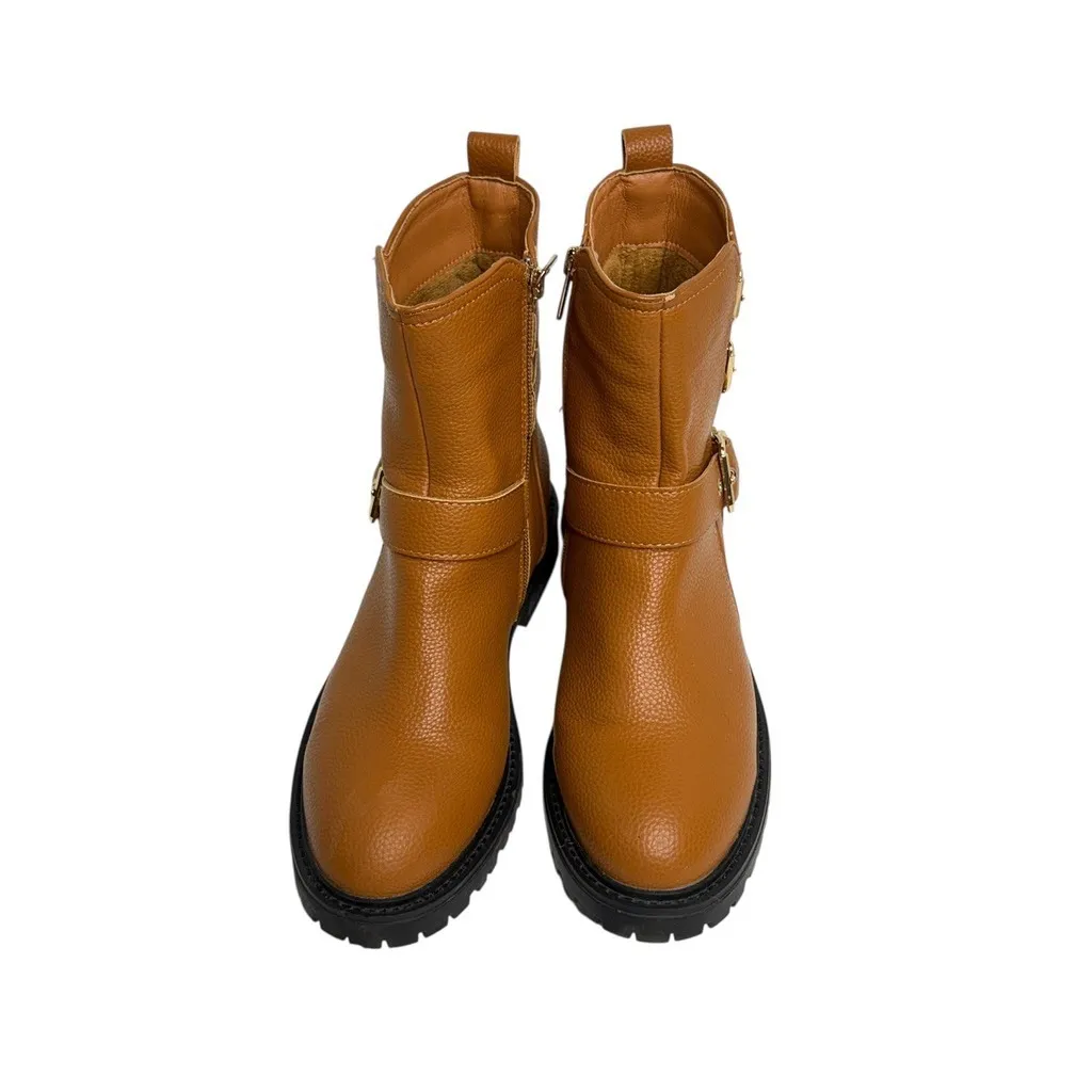 G. C. Shoes Strappy Buckle Moto Cognac Kingsburg Ankle Boots 8.5 EU 39 Casual Brown - Image 3