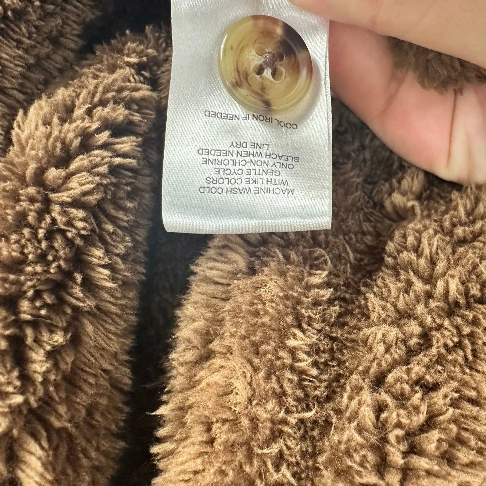 Como Blue Teddy Fleece Jacket Large Brown Cozy Earthy Granola Oversized NWT - Image 4