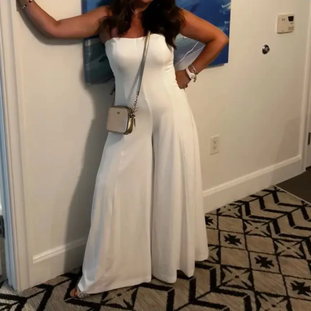 Rosetta Getty RTR Strapless Jumpsuit‎ Size 12 White - Image 3