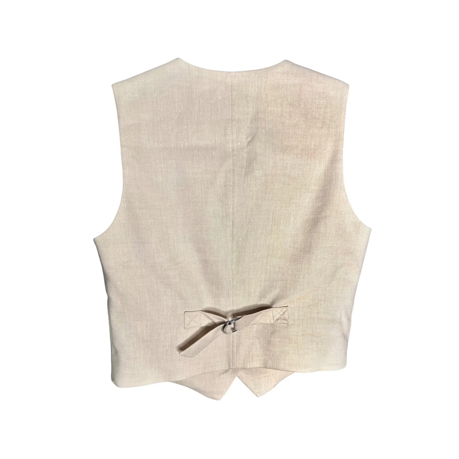 Veronica Beard Bennett Vest Size 2 Limestone Linen Twill Cream Tailored Cropped - Image 8