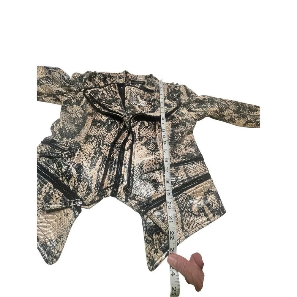 CHOUYATOU Snakeskin Fitted Jacket Sz S NWT Tan - Image 6