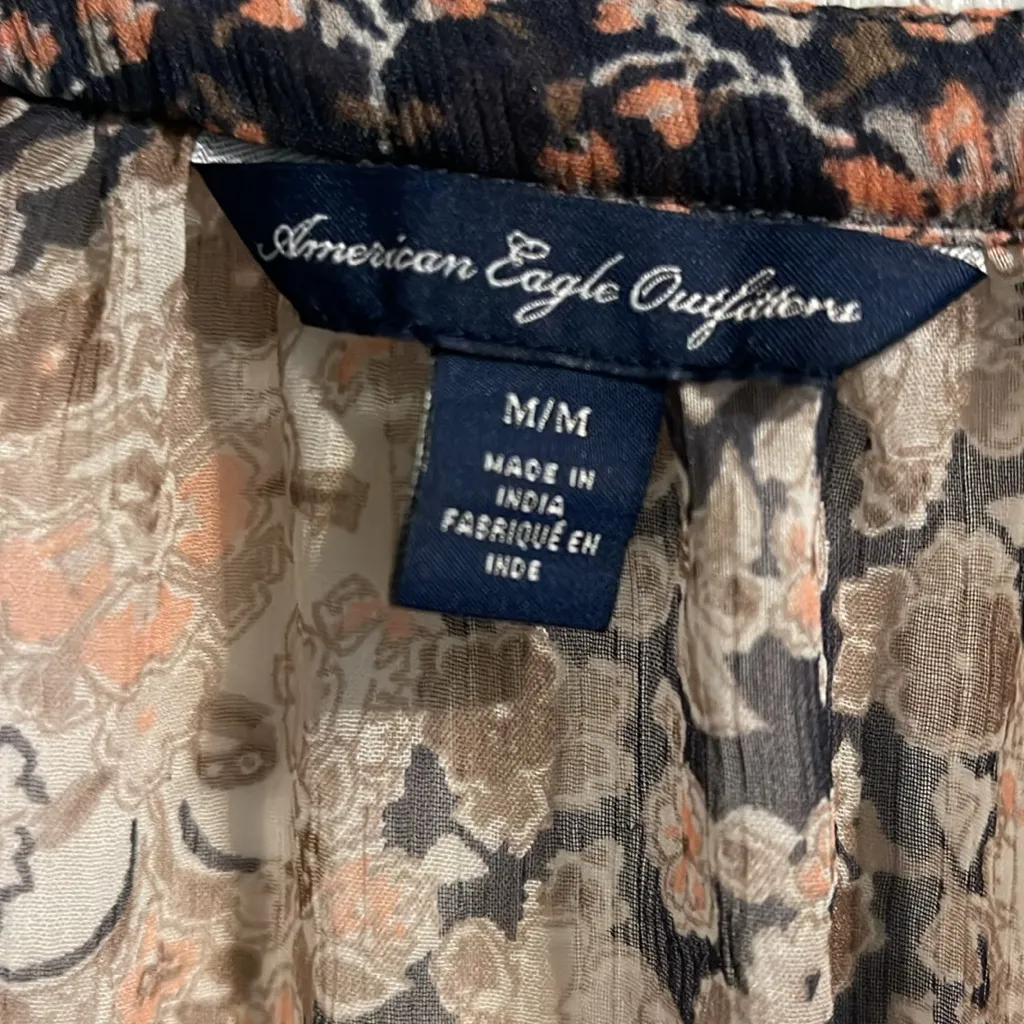 American‎ Eagle Outfitters Sheer Brown Tan Blouse - Image 2
