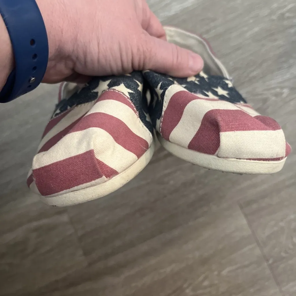 BOBS by Skechers USA American Flag Red White Blue Slip On Casual Flats Womens 11 - Image 6