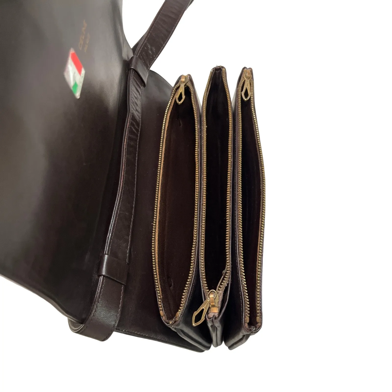 Vintage Céline Horsebit Logo Dark Brown Leather Shoulder Bag Made in Italy - Image 14