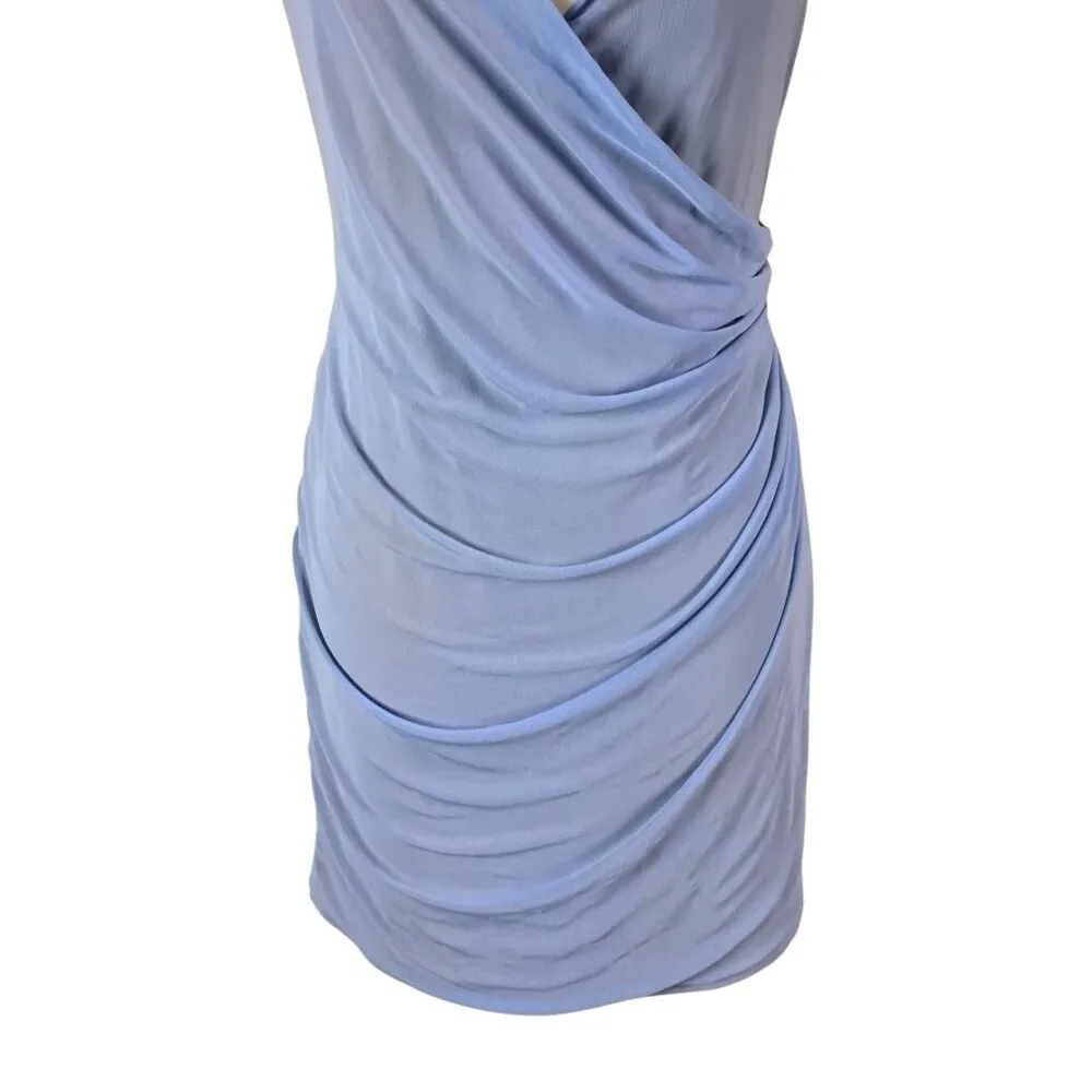 Majorelle Juliet Blue Ruched Halter Mini Dress Sleeveless Backless Bodycon Large - Image 6