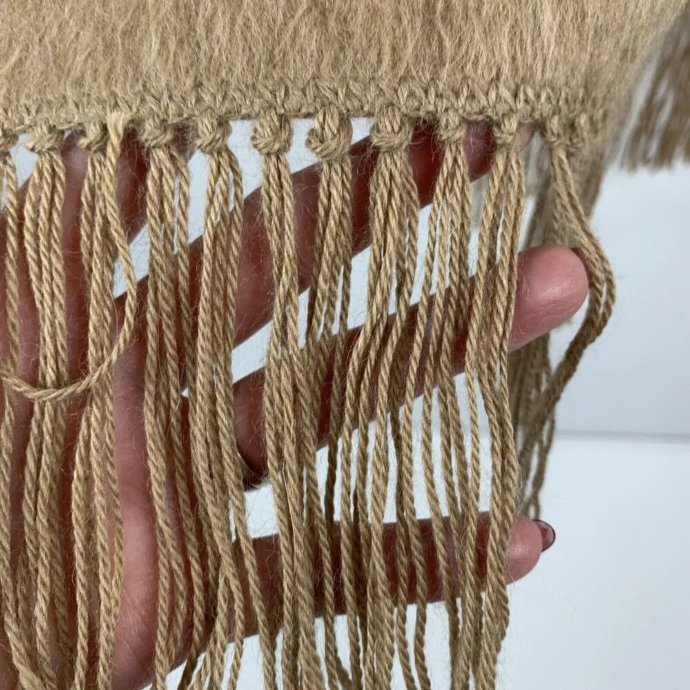 Alpaca Camargo Alpaca Blend Scarf Fringed Hem Wrap Soft & Cozy Beige One Size - Image 6