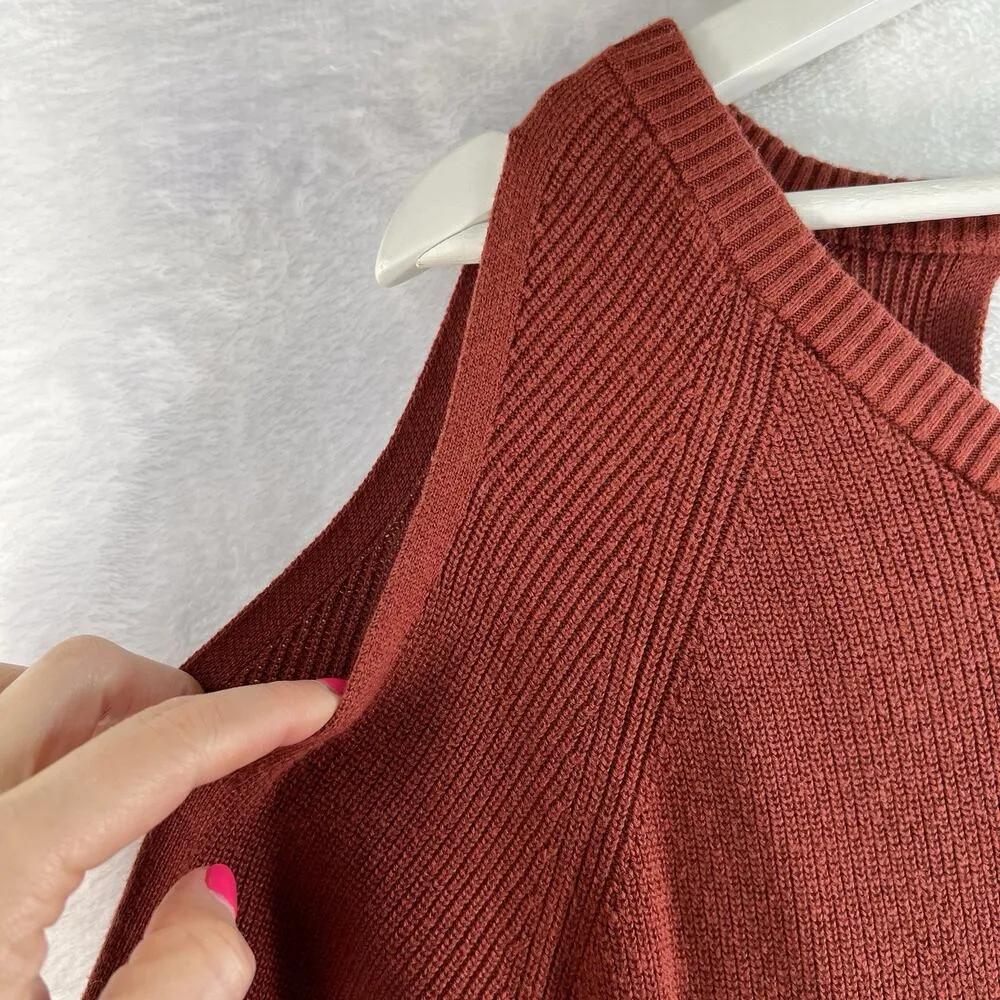 Torrid  Plus 1 1X Pullover Cold Shoulder Sweater Knit Pullover Back Keyhole Brick - Image 4