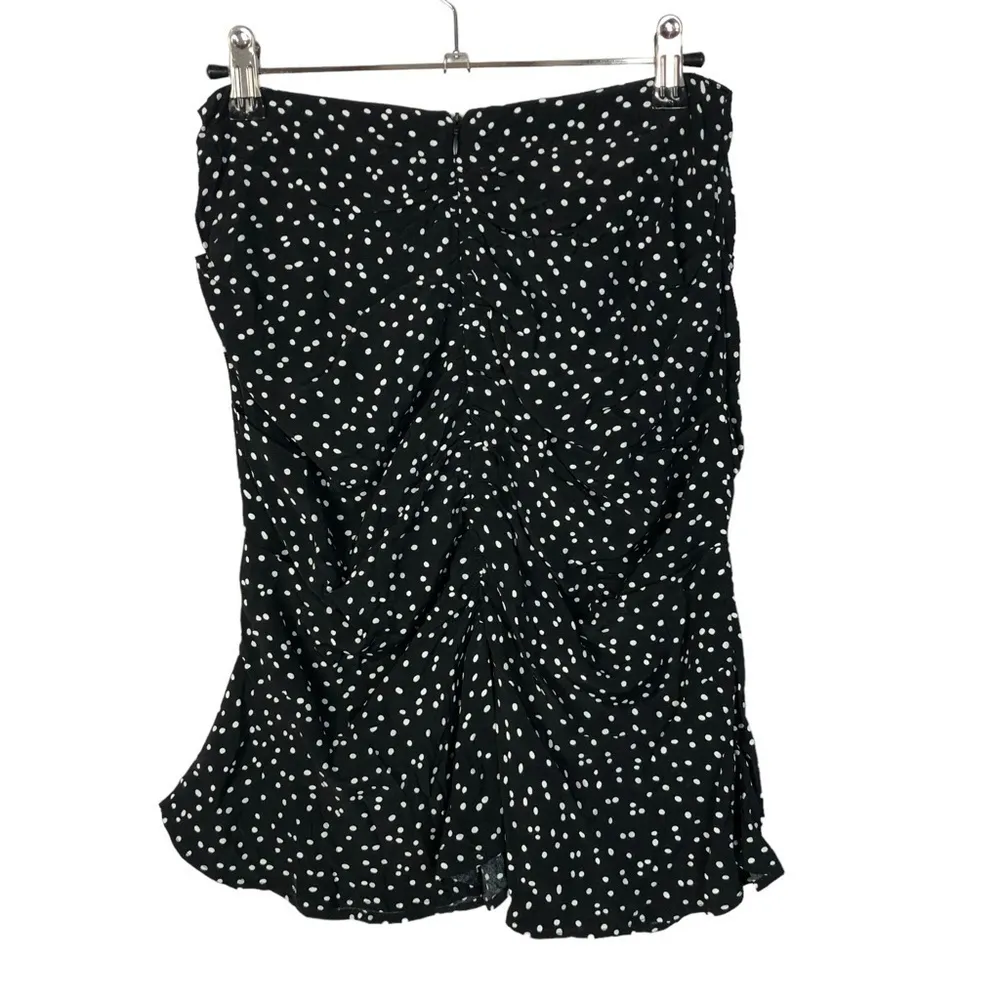 Zara Black & White Polka Dot Draped Ruched Mini Skirt XS - Image 3