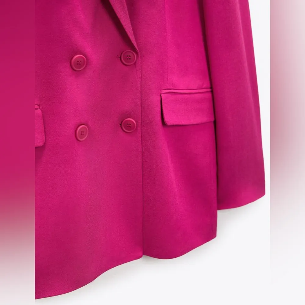 Zara Double Breasted Flowy Blazer w/ Pockets Pink Size S NEW - Image 13