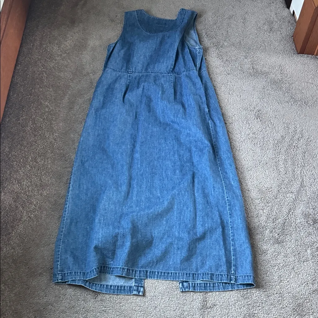 L. L. Bean Denim Button Down Dress SIZE 12 Blue - Image 4