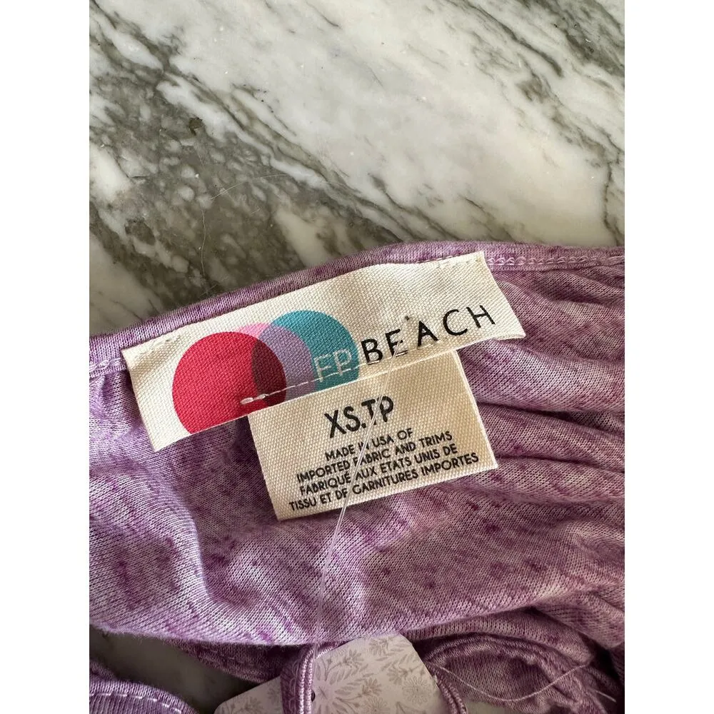 FREE PEOPLE BEACH Gathered Cut Out Strappy V Neck Mini Dress XS Made in USA - Image 7