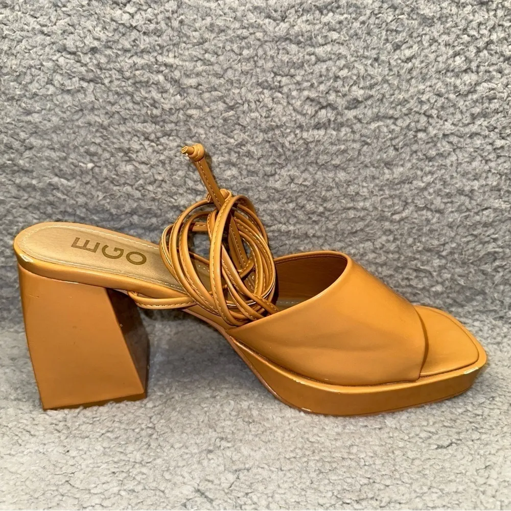 Ego Women's Shoes Beige Size 9 Faux Leather Dreamer Block Heel Ankle Tie Sandals - Image 11