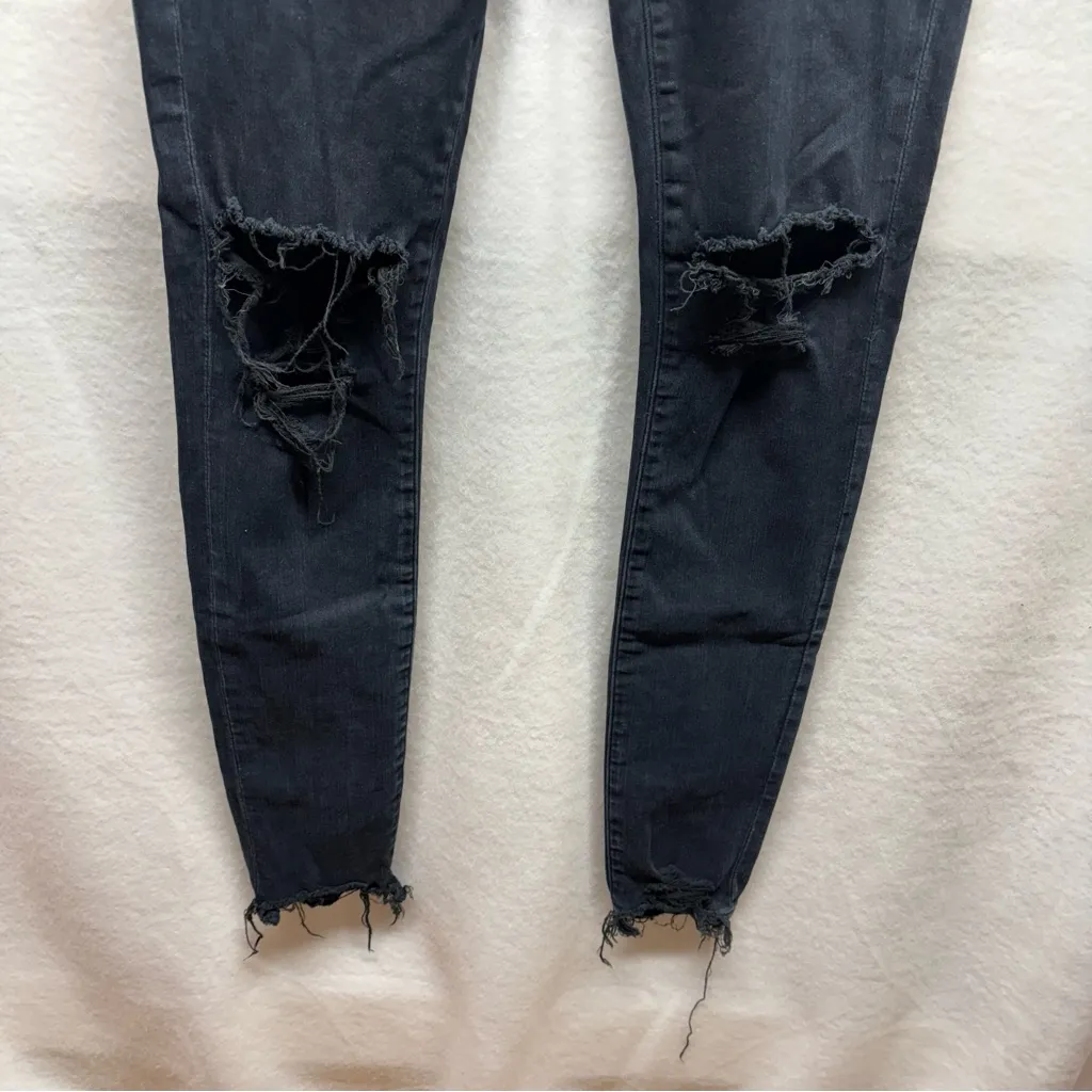 Agolde Charcoal Distressed Straight‎ Leg Jeans - Image 7