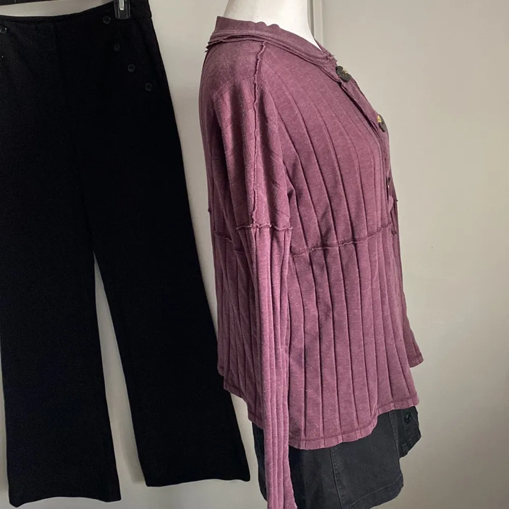 We the Free In The Mix Oversized Wide Ribbed Distressed Long Sleeve Henley Too - Image 3