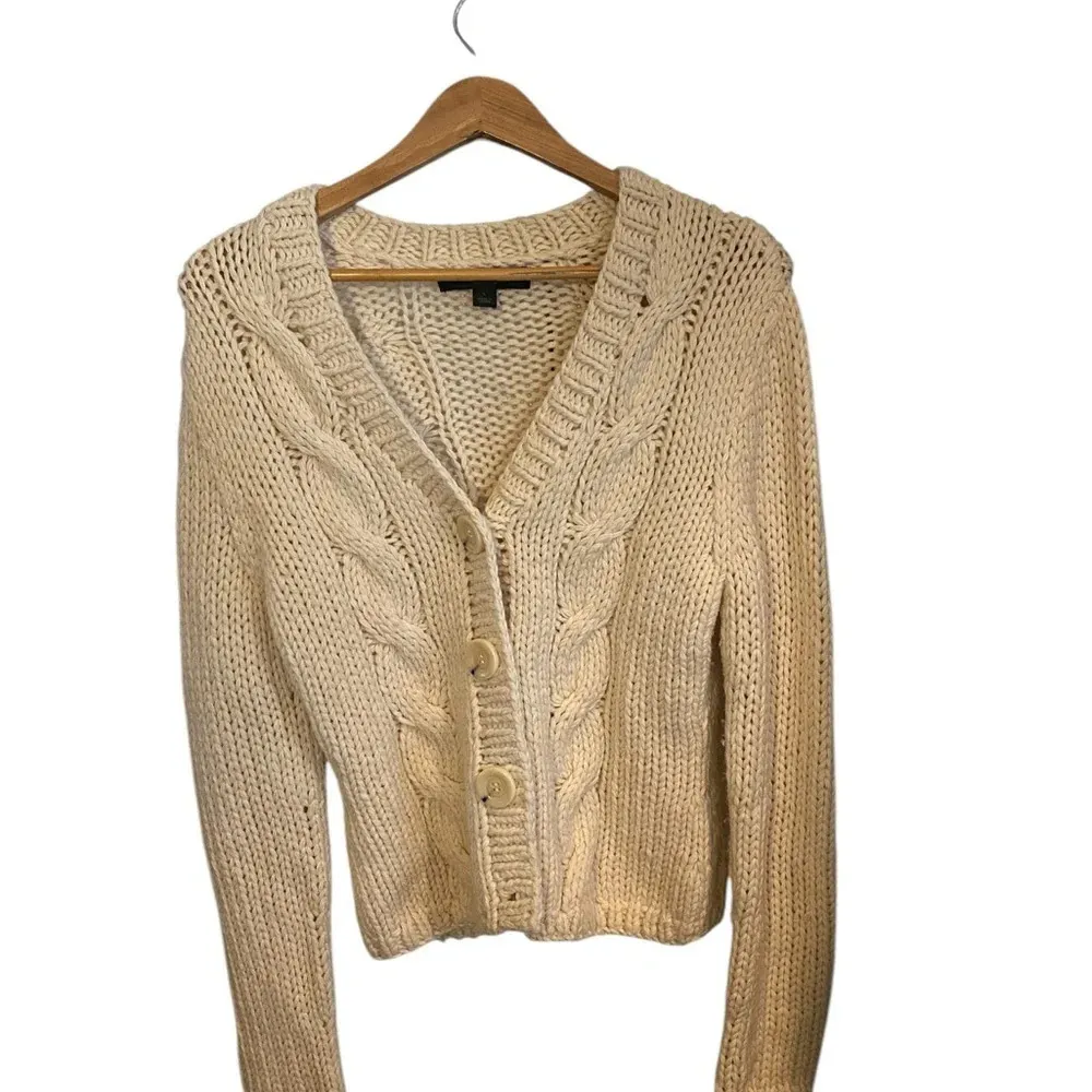 vintage 90s Express Cream chunky cable knit sweater cardigan Fall winter classic - Image 3