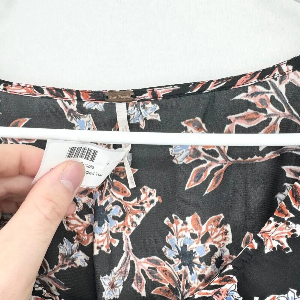 FREE PEOPLE Blouse Women Size XS Santiago Print Scoop Neck Smocked Crop Boho - Image 2